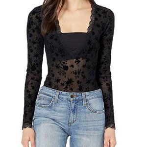 Black floral Free People bodysuit (new with tags)